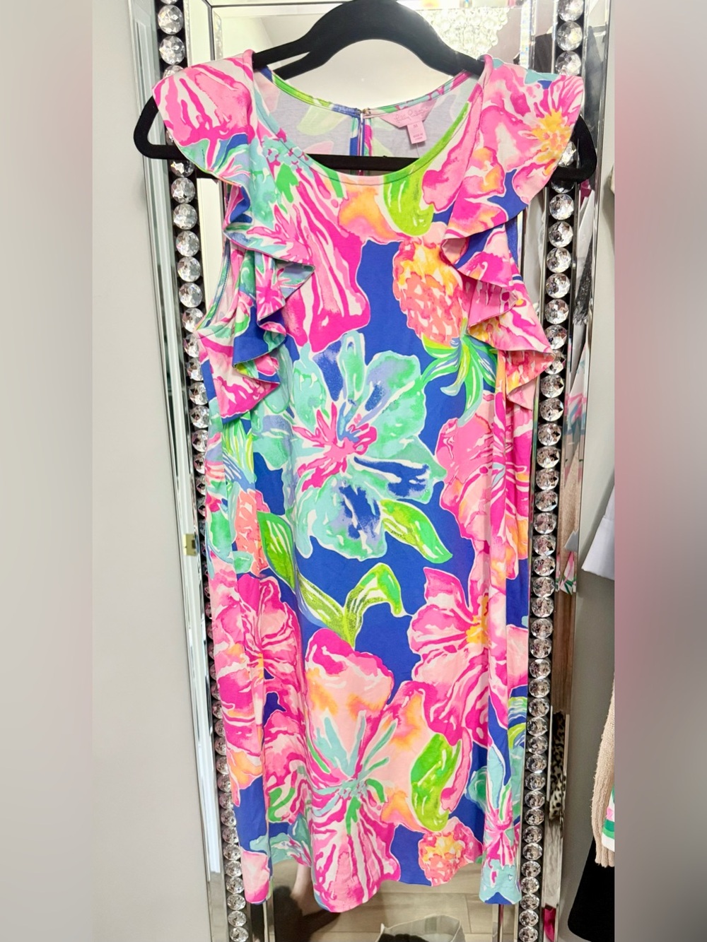 Lilly Pulitzer Bright Floral Ruffle Shift Dress - Blue, Pink, Green
